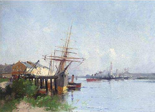 Eugene Galien-Laloue Harbour scene Germany oil painting art